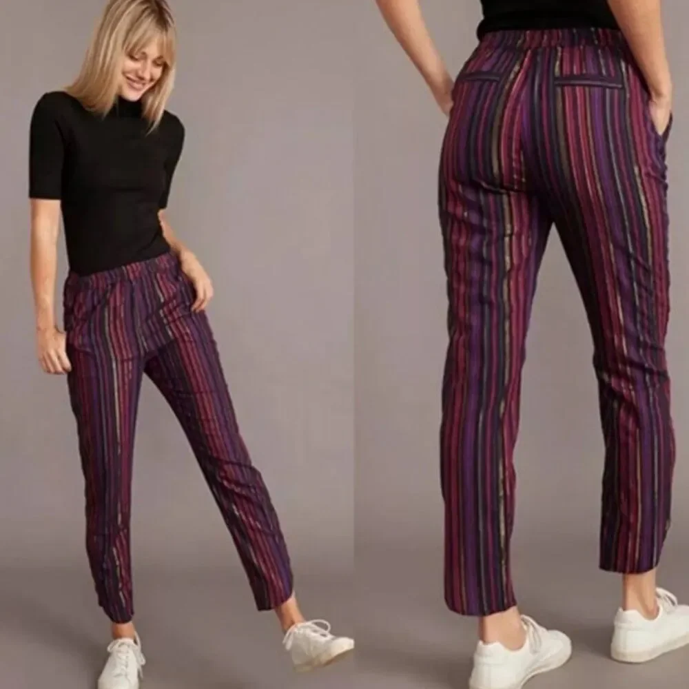 Marine Layer Striped Ankle Pants in Purple and Pink